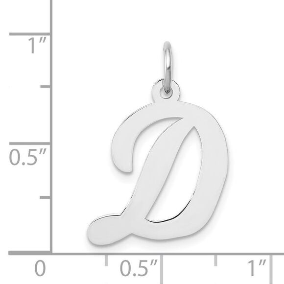 14k White Gold, Madison Collection LG Classic Script Initial D Pendant - Picture 4 of 5